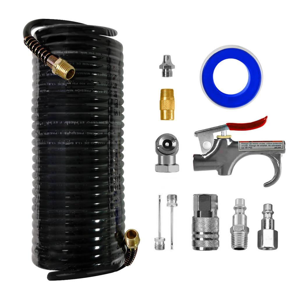 DuraTwist Air Compressor Accessory Kit with Air Hose and Blow Gun (11-Piece)