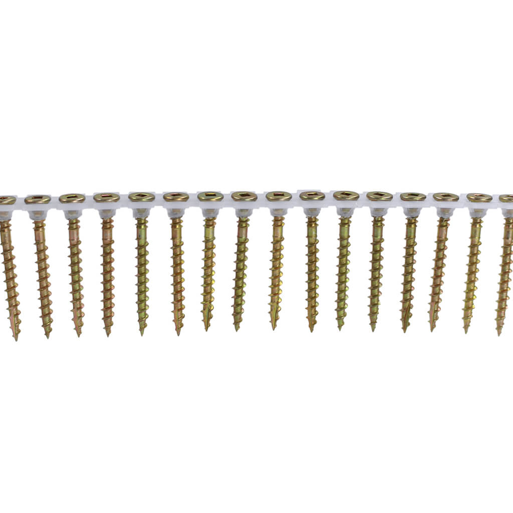 DuraDrive #8 x 1-3/4 in. Yellow Zinc Coated Flat Head Square Drive Coarse Thread Collated Flooring Screws (1,000-Pail)