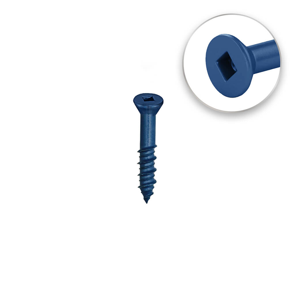 DuraDrive 3/16 in. x 2-1/4 in. Blue Ruspert Coated Flat Head Square Drive Concrete Screw (100-Pack)