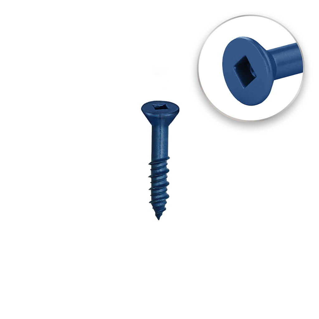 DuraDrive 1/4 in. x 2-1/4 in. Blue Ruspert Coated Flat Head Square Drive Concrete Screw (100-Pack)