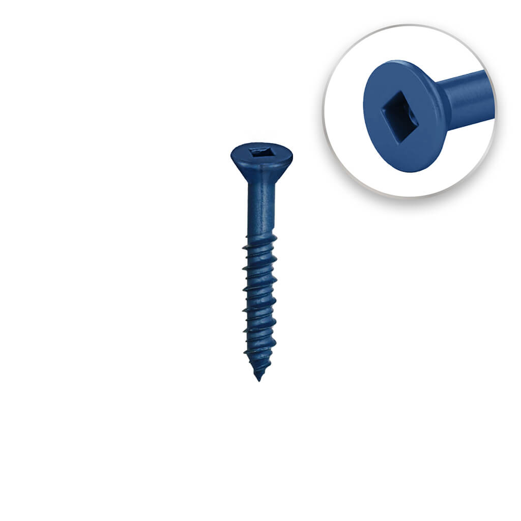 DuraDrive 1/4 in. x 2-3/4 in. Blue Ruspert Coated Flat Head Square Drive Concrete Screw (100-Pack)