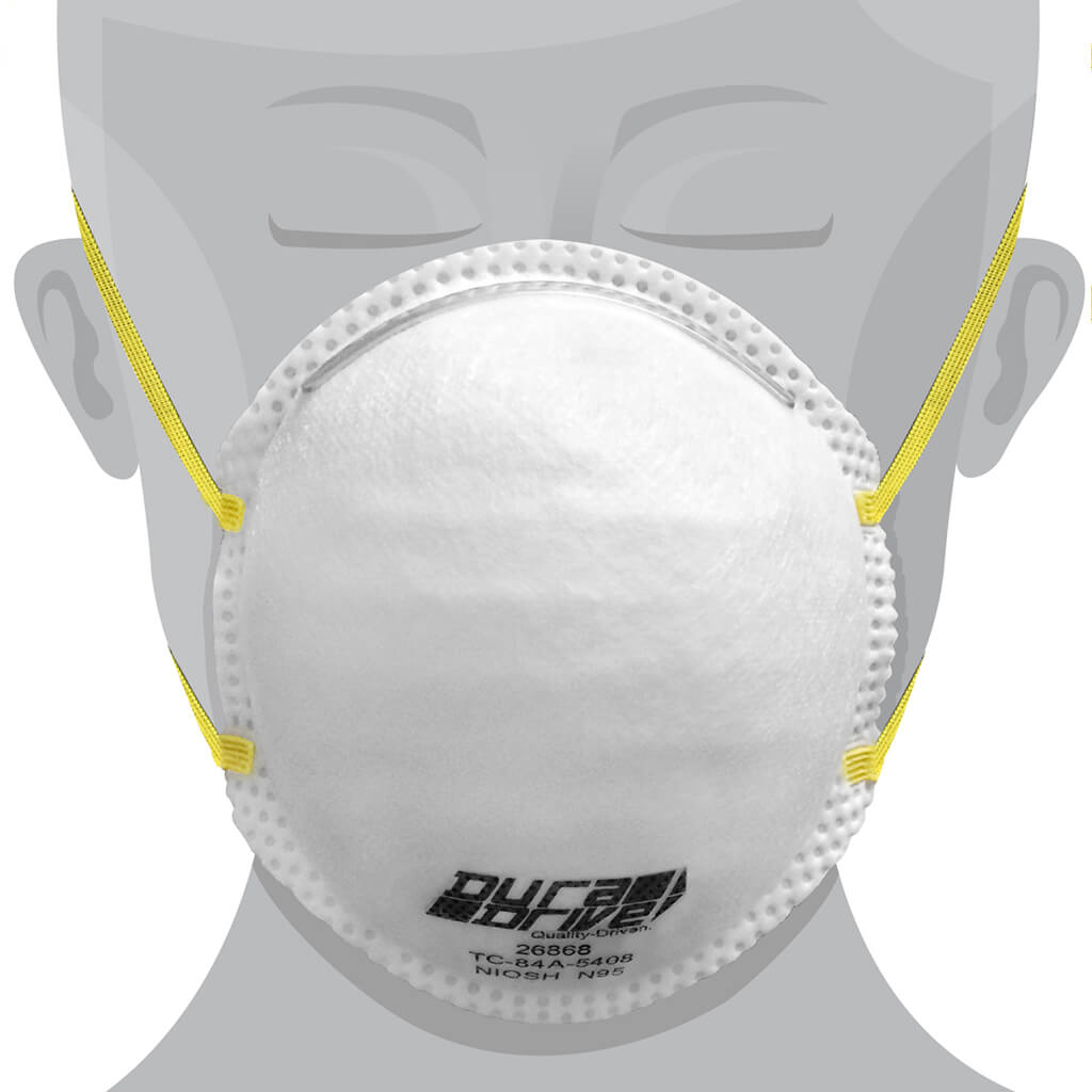 DuraDrive NIOSH-Approved (TC-84A-5408) N95 Industrial Disposable Non-Vented Respirator (20-Pack)