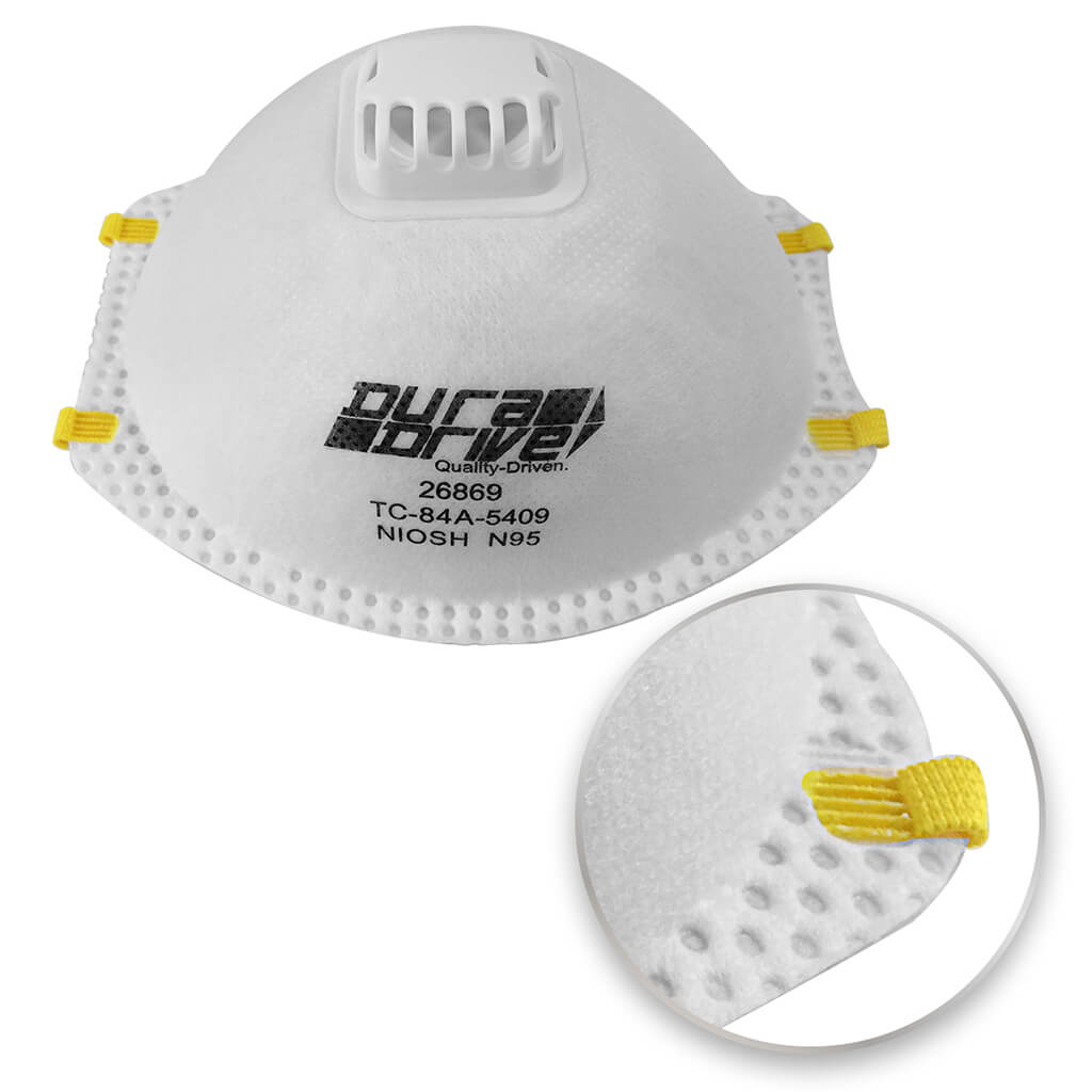 DuraDrive NIOSH-approved (TC-84A-5409) N95 Industrial Disposable Dust Masks with Exhalation Valve (10-Pack)