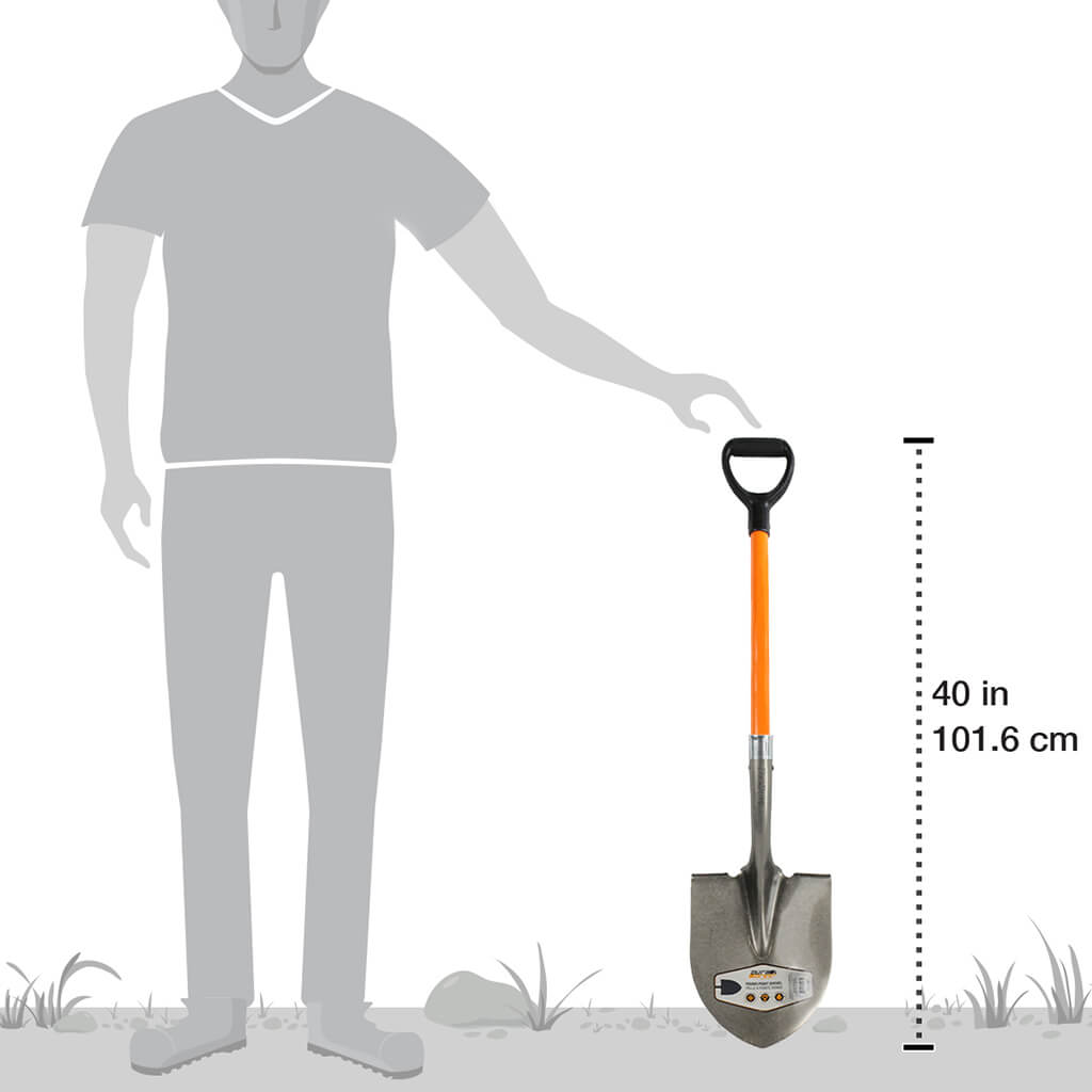 DuraDrive 40 in. Fibreglass D-Handle Round Point Digging Shovel