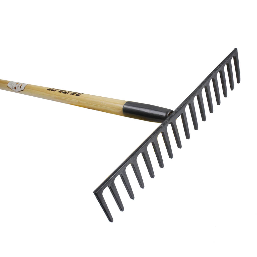 DuraDrive 55 in. 16-Tine Pine Wood Handle Forged Steel Head Stone Rake