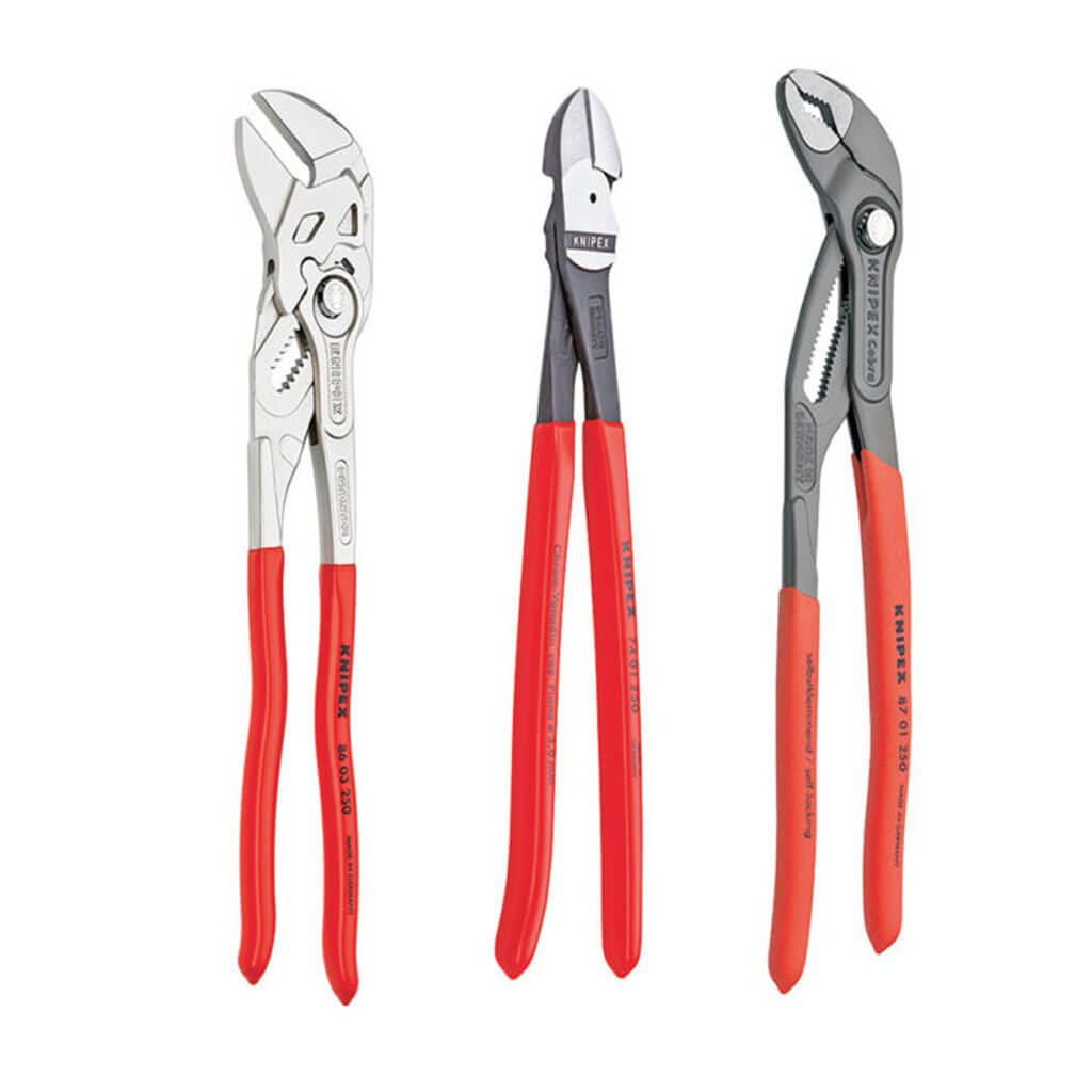 Knipex 9K 00 80 117 US 10 in. Mixed Pliers Wrench Cutter Set (3-Piece)