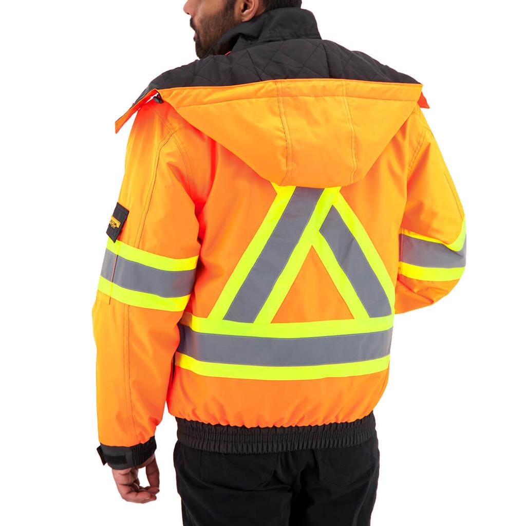 DuraDrive Men's Orange Basic 6-in-1 Hi-Vis Insulated Safety Traffic Winter Jacket