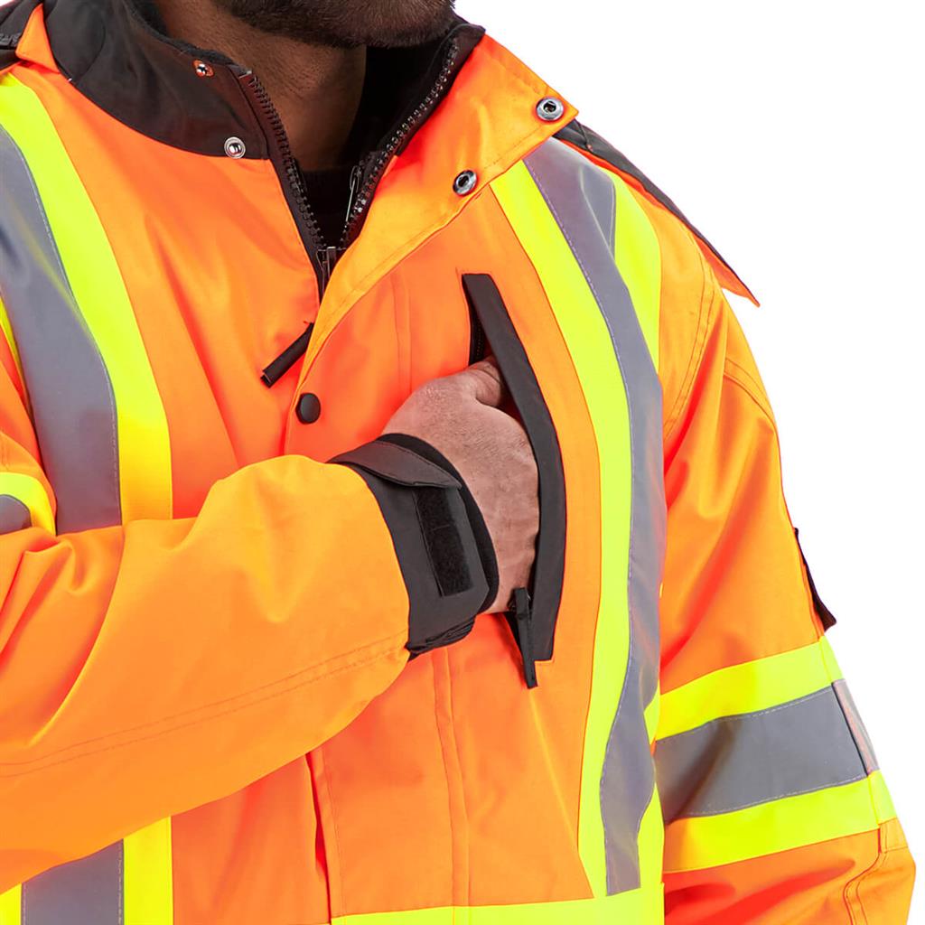 DuraDrive Men's Orange Basic 6-in-1 Hi-Vis Insulated Safety Traffic Winter Jacket