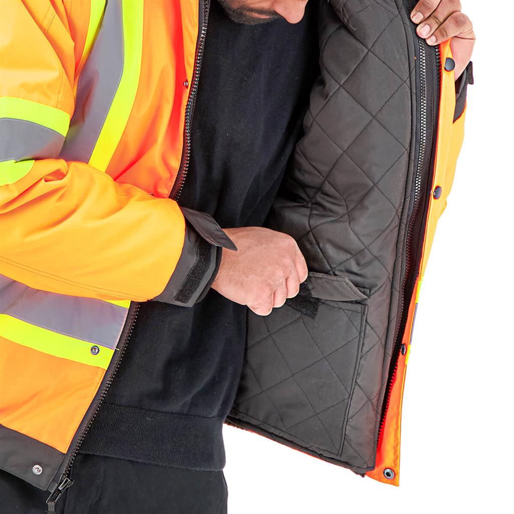 DuraDrive Men's Orange Basic 6-in-1 Hi-Vis Insulated Safety Traffic Winter Jacket