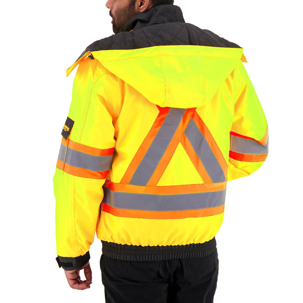 DuraDrive Men's Yellow Basic 6-in-1 Hi-Vis Insulated Safety Traffic Winter Jacket