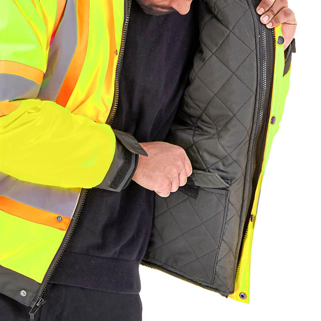 DuraDrive Men's Yellow Basic 6-in-1 Hi-Vis Insulated Safety Traffic Winter Jacket