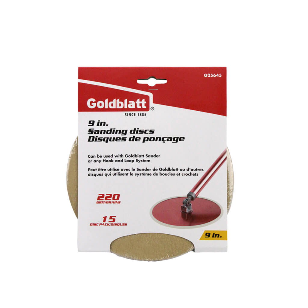 Goldblatt G25645 9 in. 220-Grit Circular VORTEX Radial Sandpaper Disc (15-Pack)