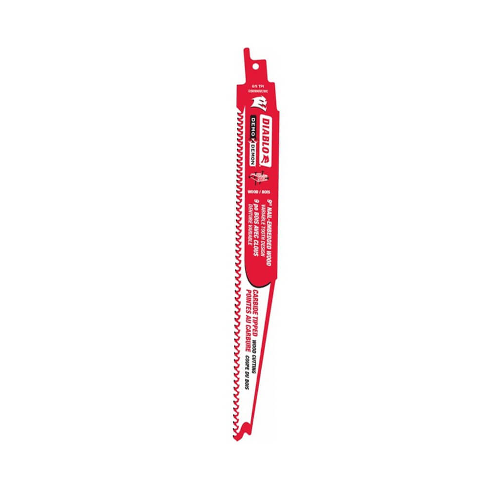 Freud Diablo DS0906VCWC Demo Demon 9 in. 5/7-TPI Carbide-Tipped Nail-Embedded Wood Cutting Reciprocating Saw Blade