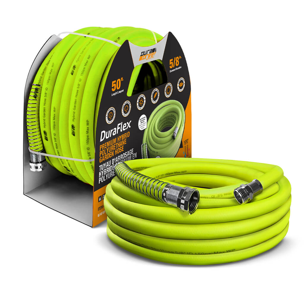 DuraDrive LG5850F 5/8 in. x 50 ft. Lime Hybrid Polyurethane Garden Hose