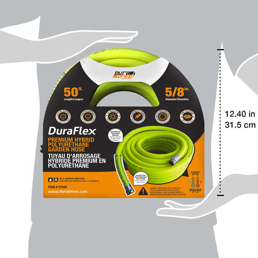 DuraDrive LG5850F 5/8 in. x 50 ft. Lime Hybrid Polyurethane Garden Hose