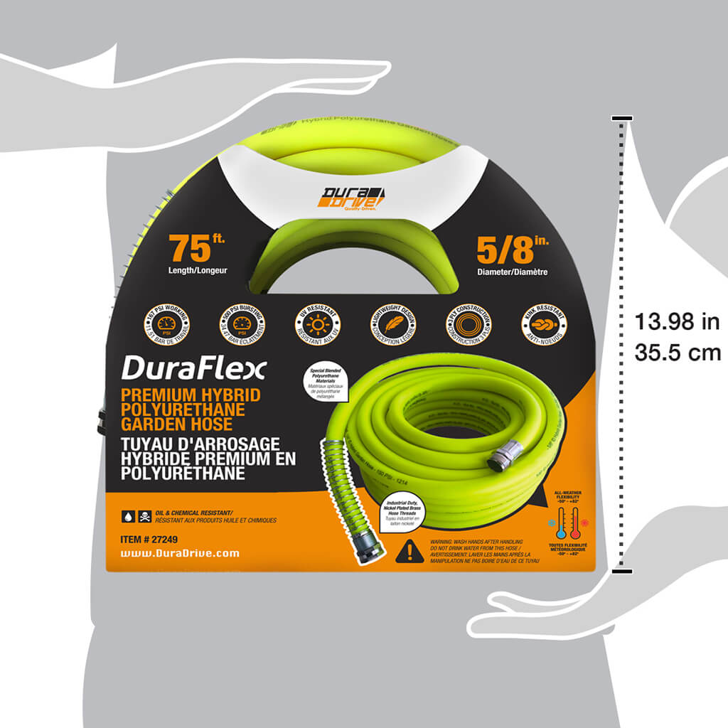 DuraDrive LG5875F 5/8 in. x 75 ft. Lime Hybrid Polyurethane Garden Hose