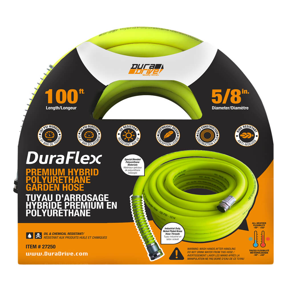 DuraDrive LG58100F 5/8 in. x 100 ft. Lime Hybrid Polyurethane Garden Hose