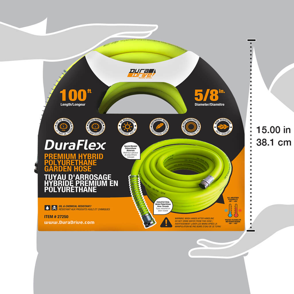 DuraDrive LG58100F 5/8 in. x 100 ft. Lime Hybrid Polyurethane Garden Hose