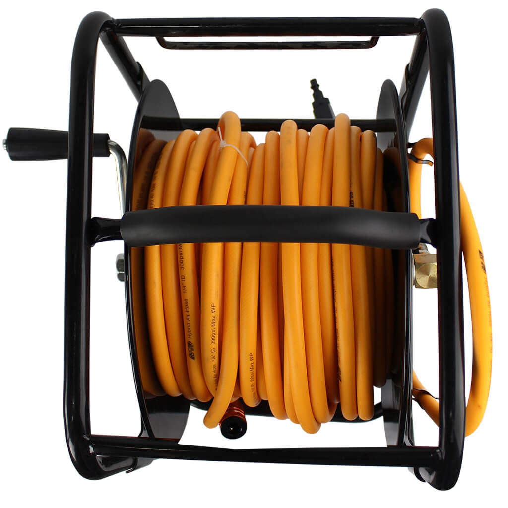 DuraDrive Multi Purpose Manual Hose Reel with 1/4 in. x 100 ft. Hybrid Polymer Air Hose