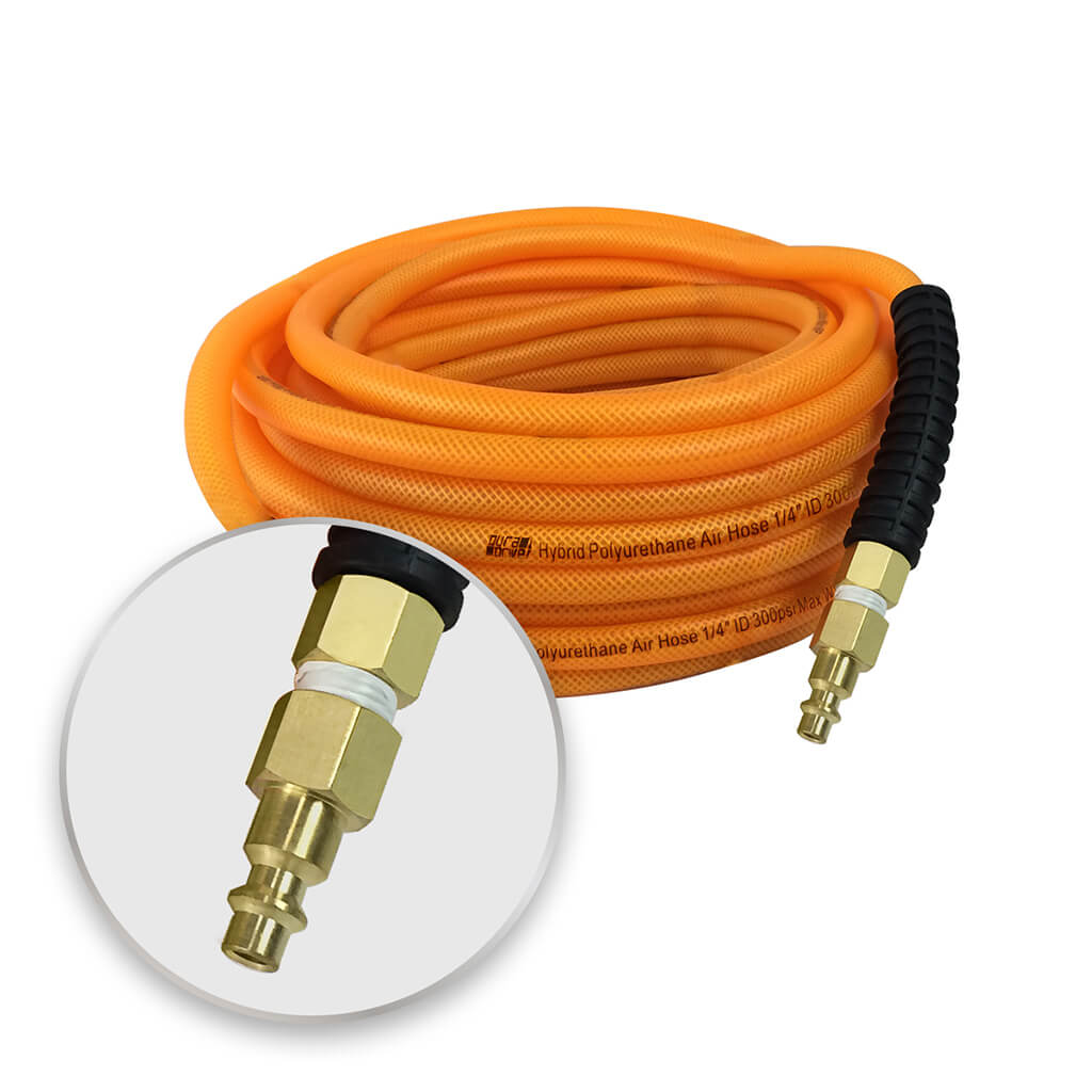 DuraDrive F01450F 1/4 in. x 50 ft. Orange Hybrid Polyurethane Air Hose with Swivel Fitting