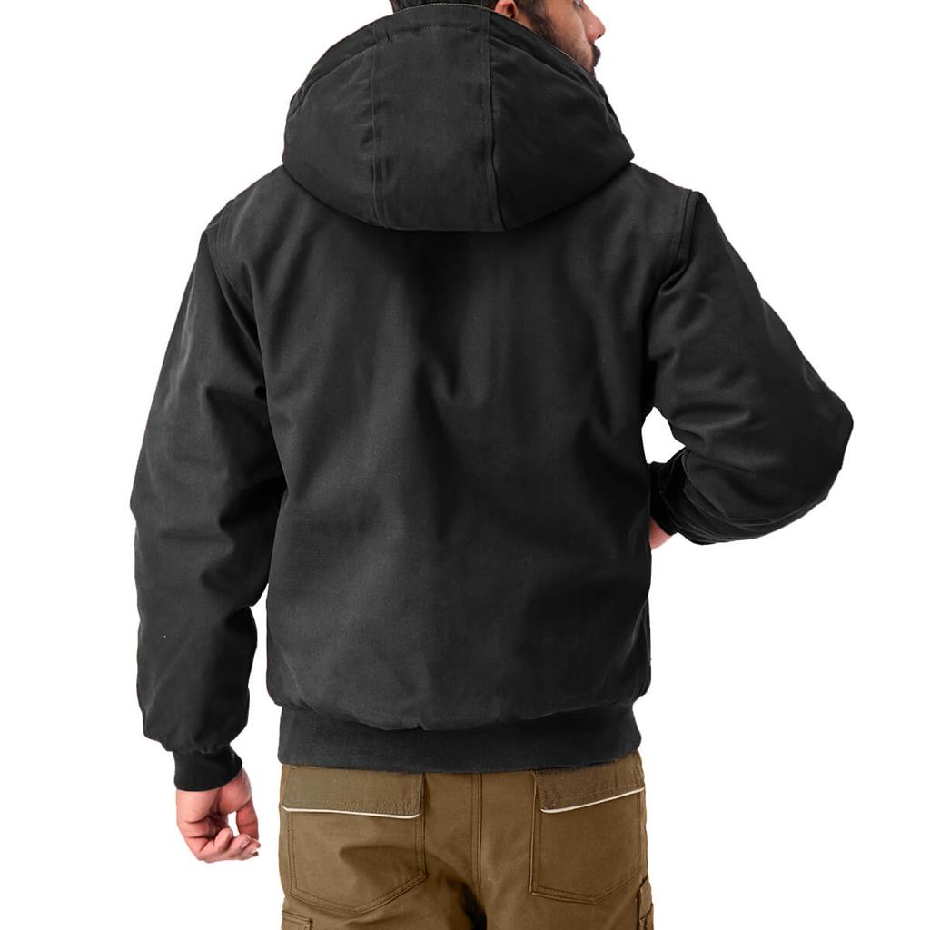 DuraDrive Men's Black Insulated Canvas Hooded Work Jacket