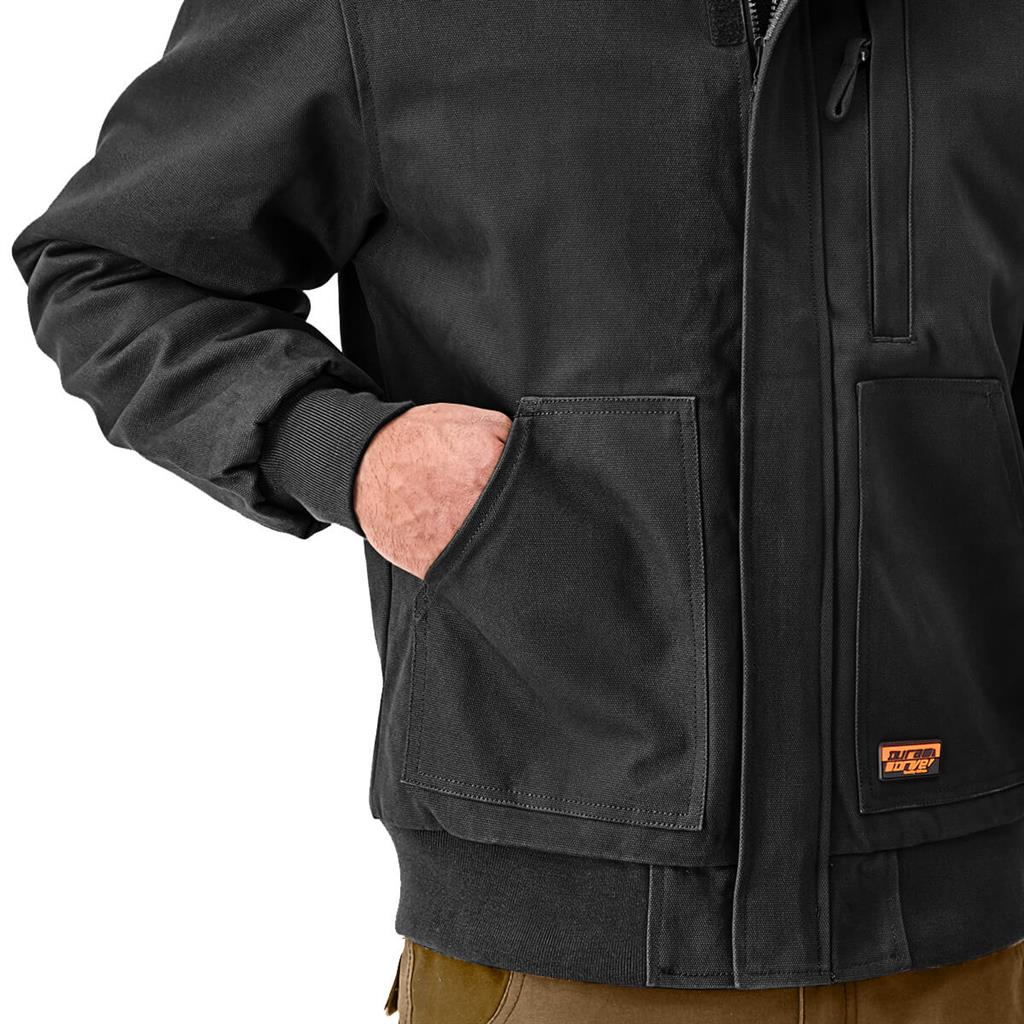 DuraDrive Men's Black Insulated Canvas Hooded Work Jacket