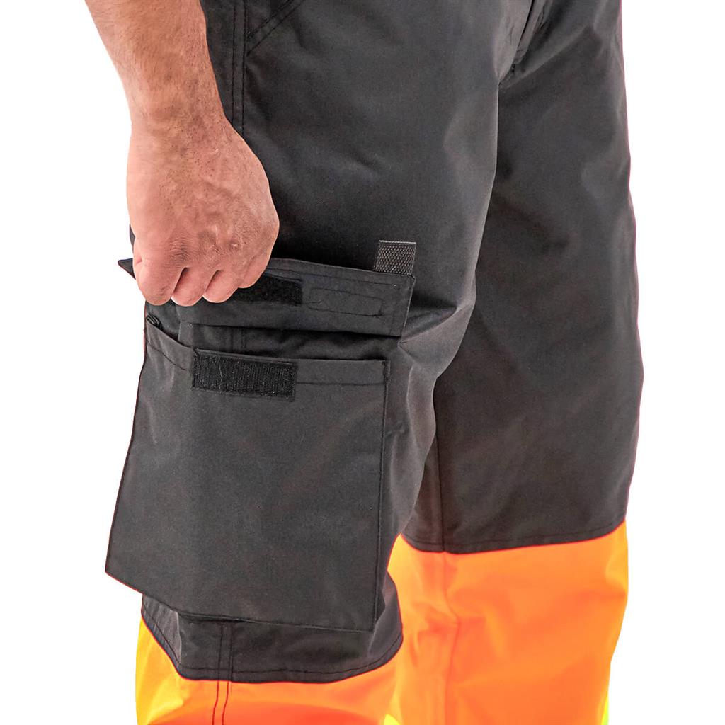 DuraDrive Men's Black and Orange Hi-Vis Waterproof Insulated Lined Work Pants