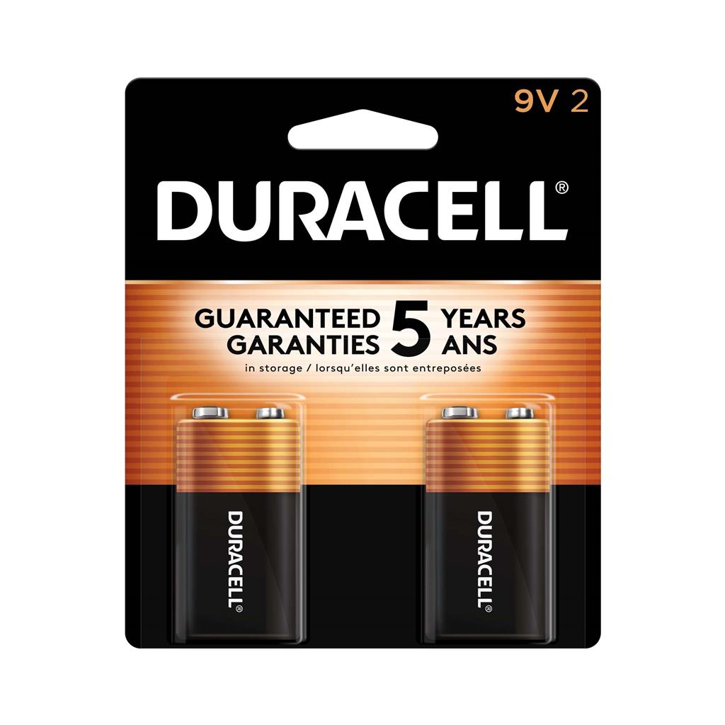 DURACELL CT-9V-2 Alkaline 9-Volt COPPERTOP Snap-Contact Battery