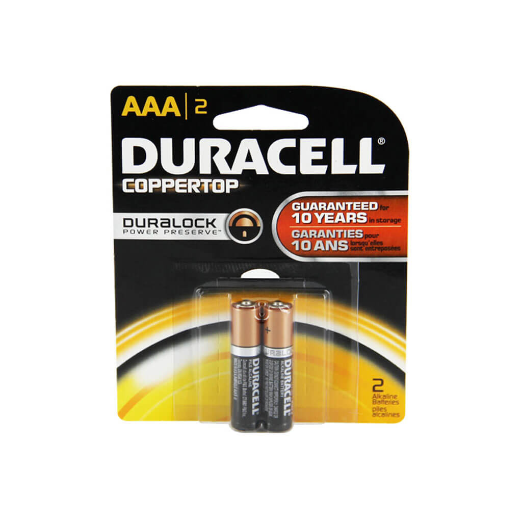 DURACELL MN2400B2Z Alkaline 1.5-Volt COPPERTOP AAA Battery (2-Pack)