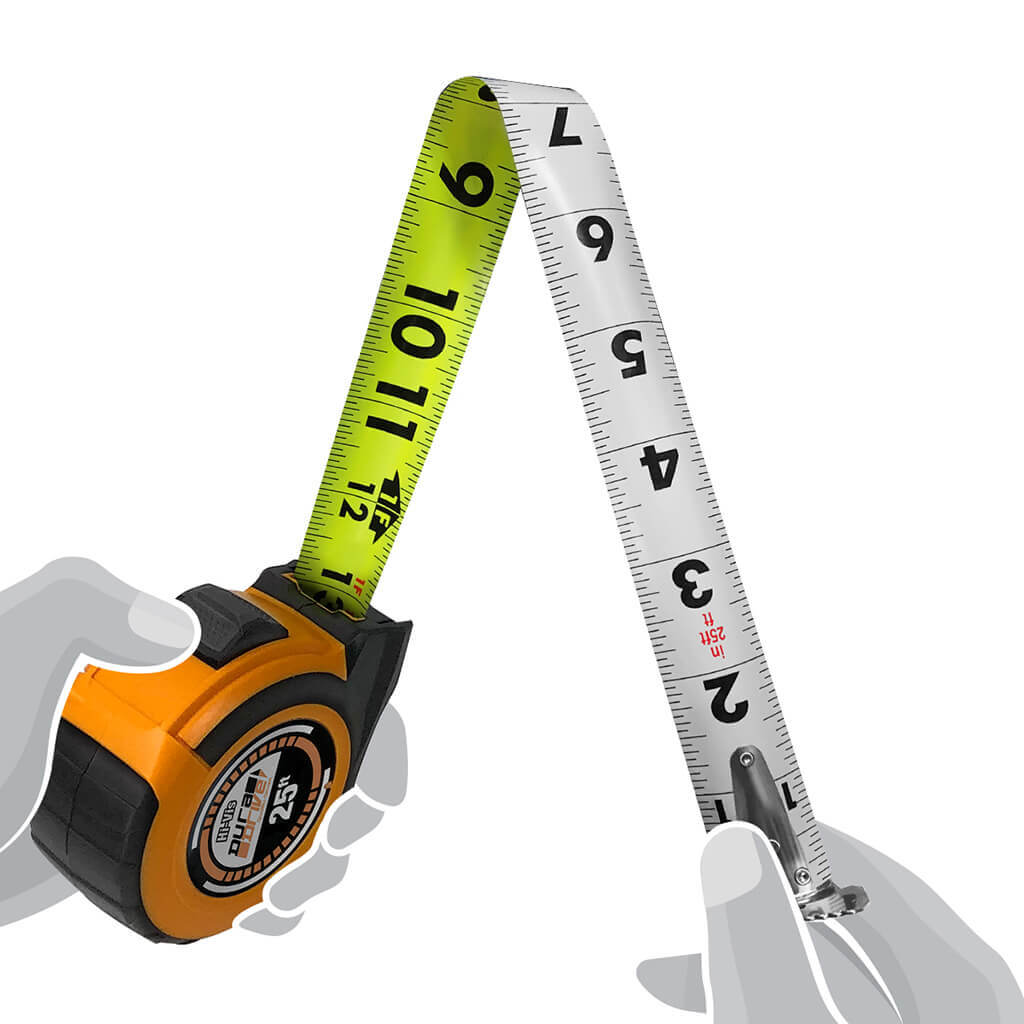 DuraDrive 25 ft. Hi-Vis Imperial EZ-Read Double Side Dual Hook Tape Measure