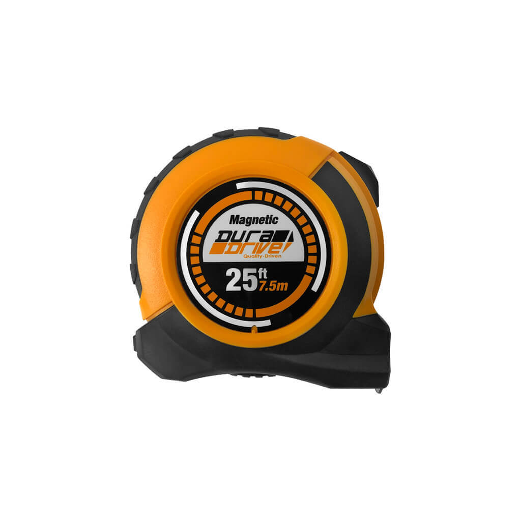 DuraDrive 25 ft./7.5m Hi-Vis Imperial/Metric EZ-Read Magnetic Double Side Dual Hook Tape Measure