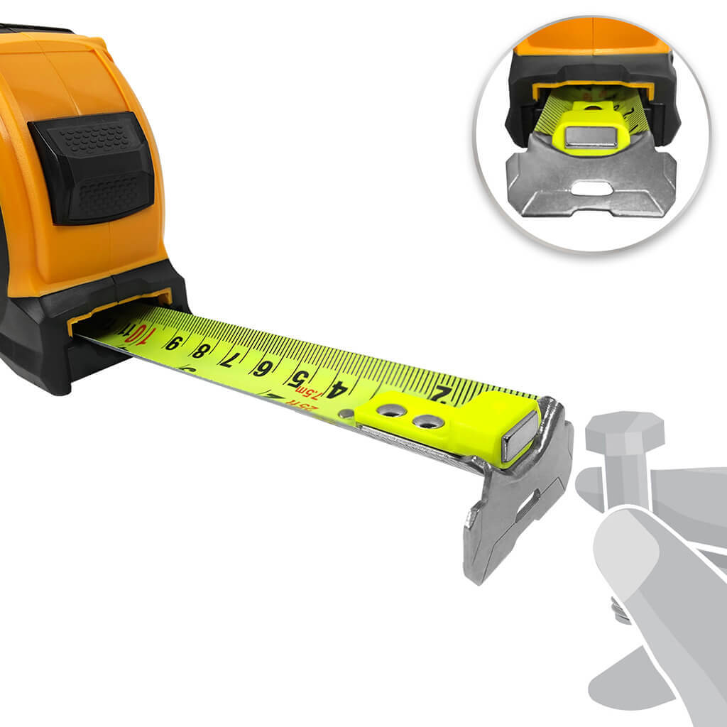 DuraDrive 25 ft./7.5m Hi-Vis Imperial/Metric EZ-Read Magnetic Double Side Dual Hook Tape Measure