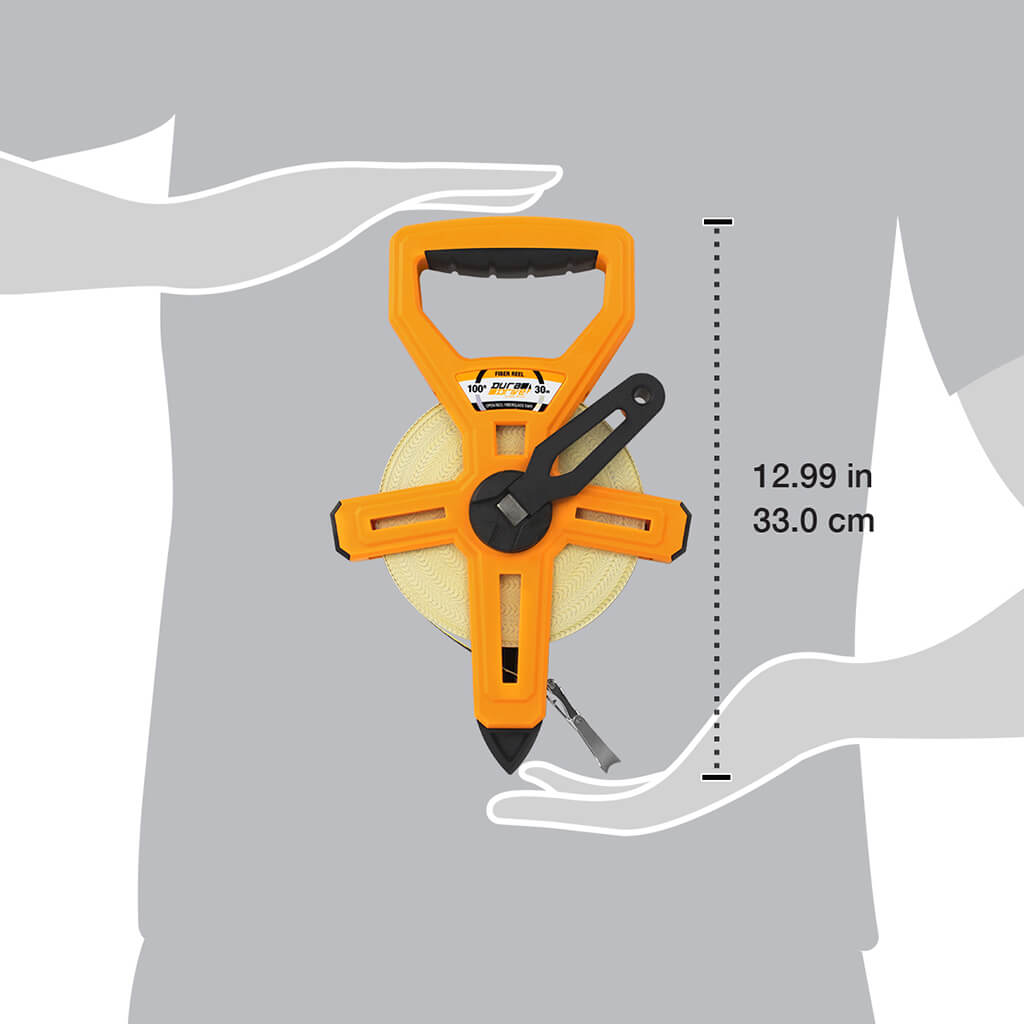 DuraDrive 100 ft./30m Imperial/Metric Double Nylon Coated Fibreglass Blade Open Reel Tape Measure