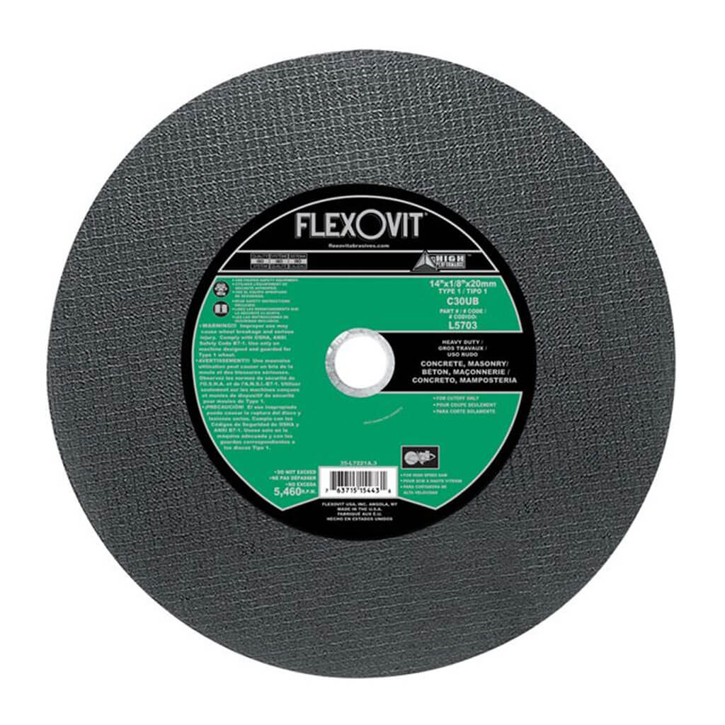 Flexovit L5703 14 in. x 1/8 in. x 20mm Type 1 Concrete Cutting Cut-Off Blade