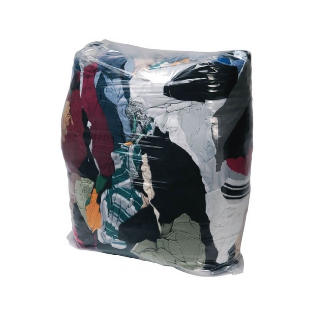 Mixed Colour Wiper T-Shirt Rags (25 lb. per Bag)