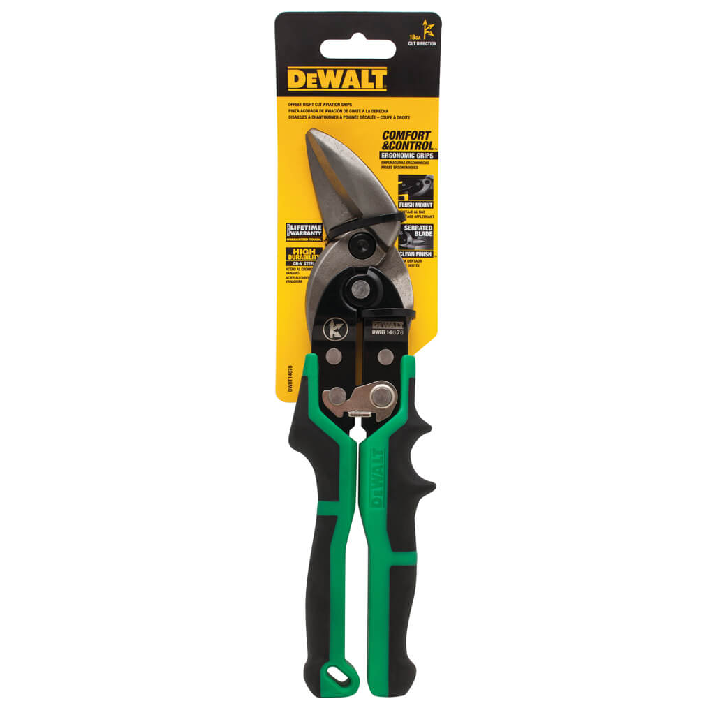 DEWALT DWHT14678 10 in. Offset Right-Cut Aviation Snip