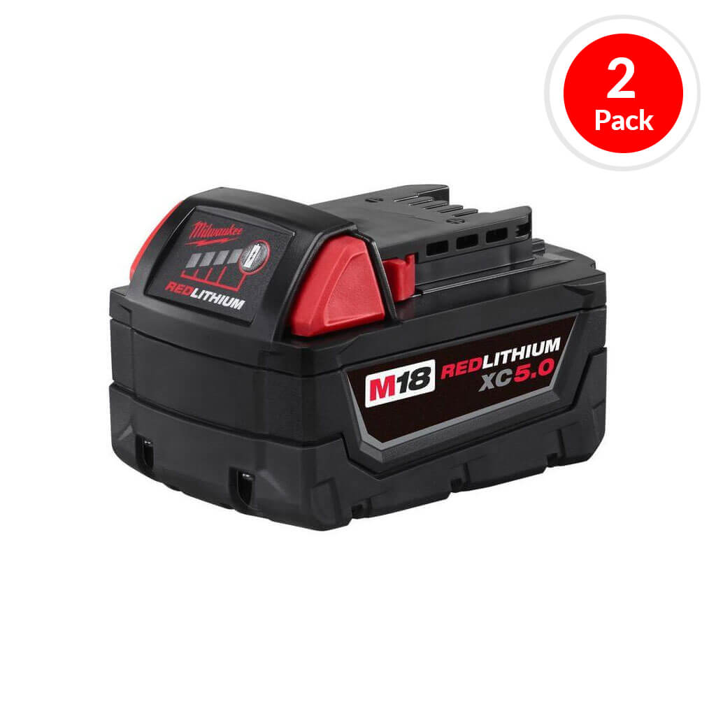 Milwaukee 48-11-1852 18-Volt 5.0 Ah XC M18 REDLITHIUM Extended Capacity Lithium-Ion Battery (2-Pack)