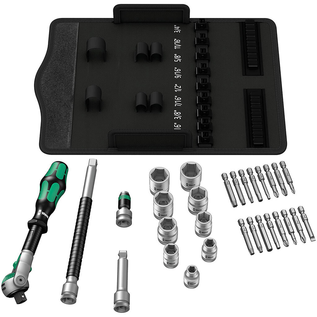 Wera 05004049001 8100 SB 9 Zyklop 3/8 in. Drive Imperial Speed Ratchet Set (29-Piece)