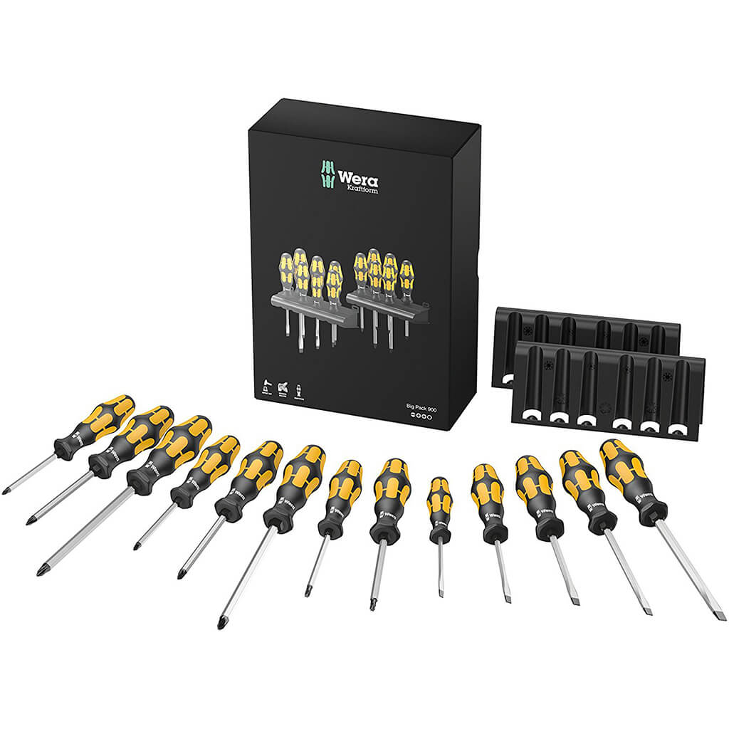 Wera 05133285001 Big Pack 900 Knaftform Chiseldriver Set with Rack (13-Piece)