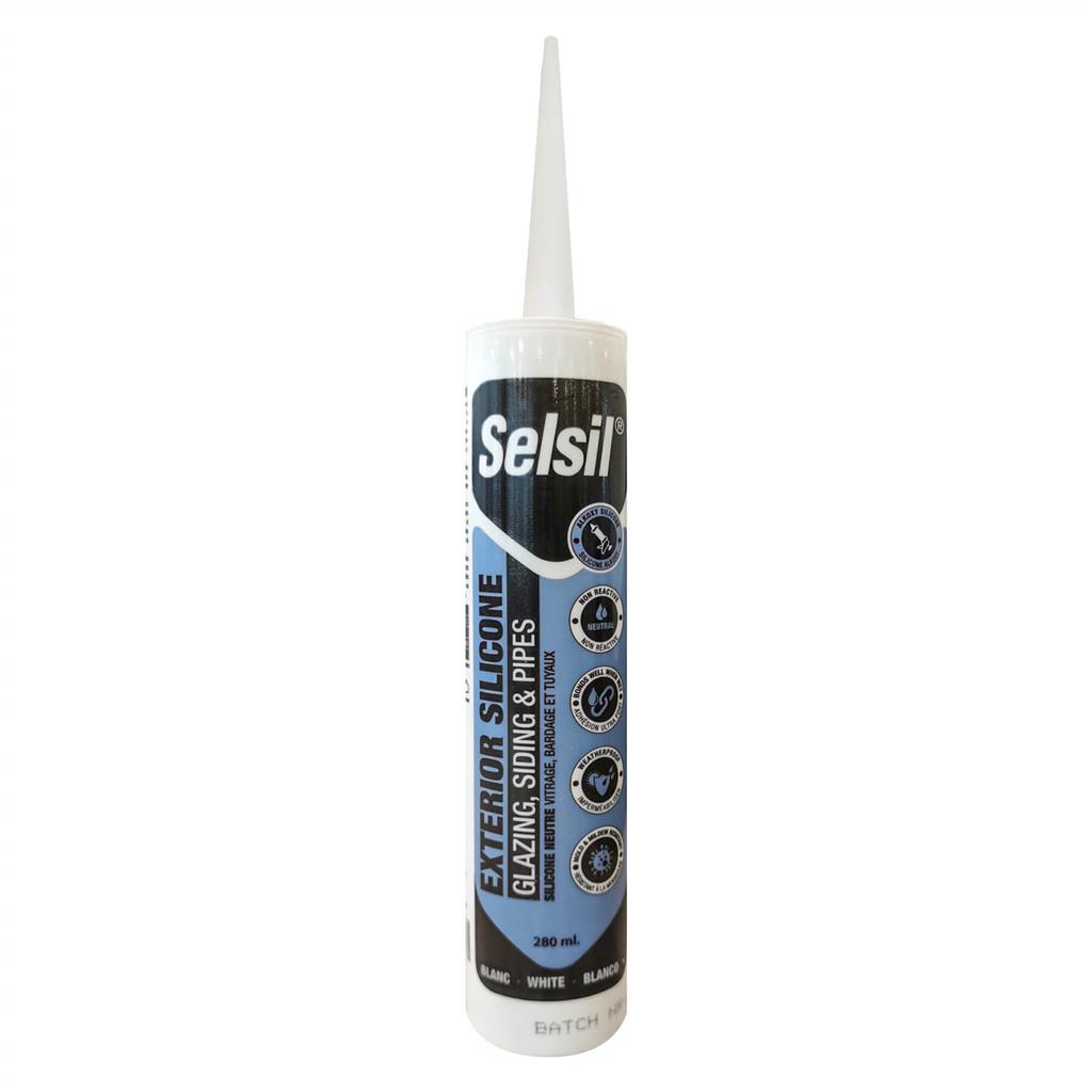 Selsil 280mL White Exterior Weatherproof Neutral Silicone Sealant