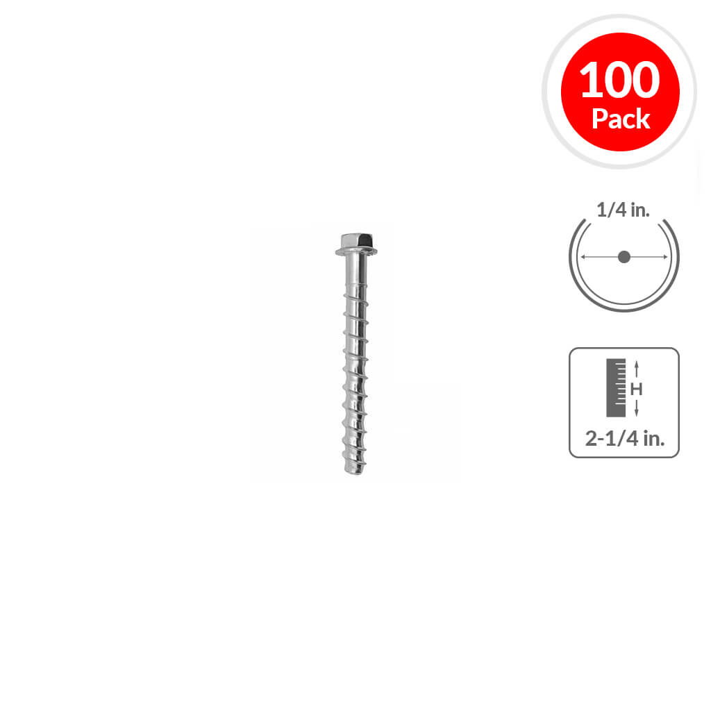 DEWALT PFM1411060 1/4 in. x 2-1/4 in. Screw-Bolt+ High Performance Screw Anchor (100-Pack)