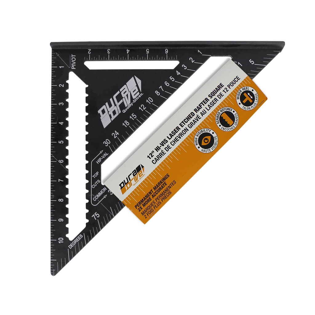 DuraDrive 12 in. Hi-Vis Laser Etched Wide Flange Rafter Square