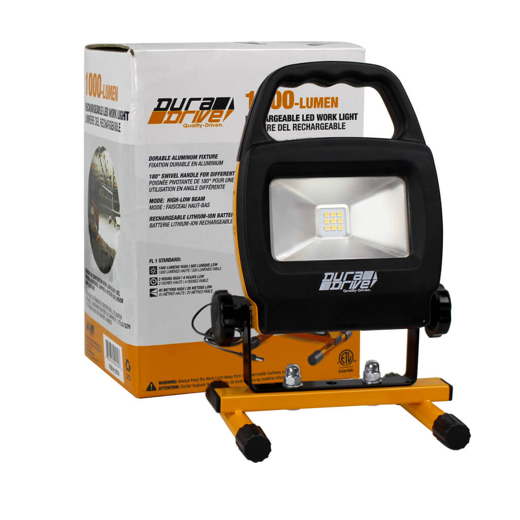 DuraDrive 1,000-Lumen 13 Watts Rechargeable H-Stand LED Work Light