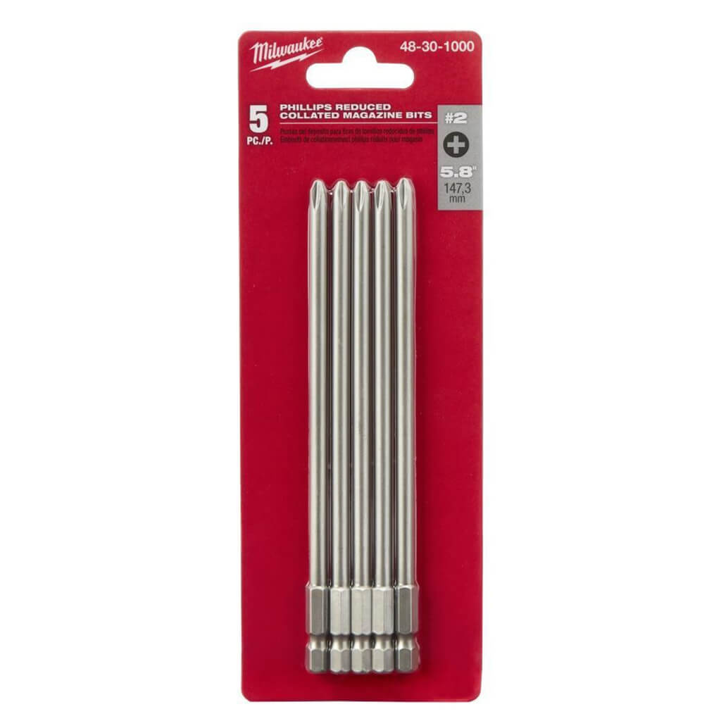 Milwaukee 48-30-1000 5.8 in. #2 Phillips Reduced Collated Magazine Bit (5-Pack)