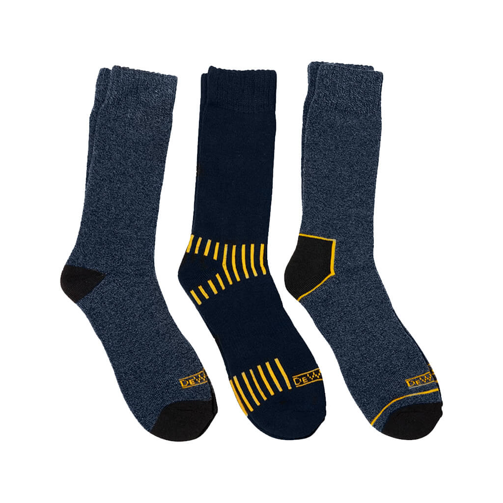 DEWALT DXSC150 Men's Blue Everyday Cotton Blend Size#10-13 Work Crew Socks (3-Pack)