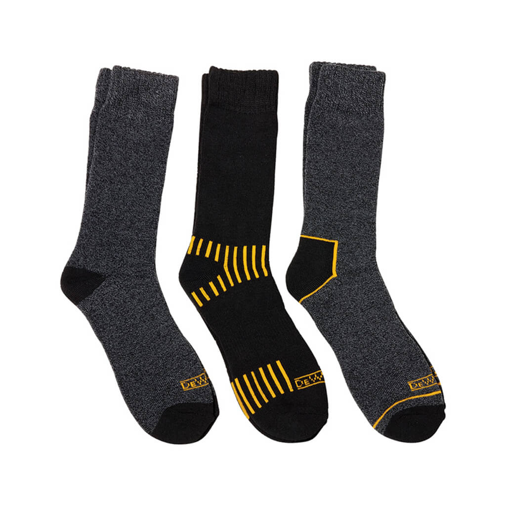 DEWALT DXSC150 Men's Black Everyday Cotton Blend Size#10-13 Work Crew Socks (3-Pack)