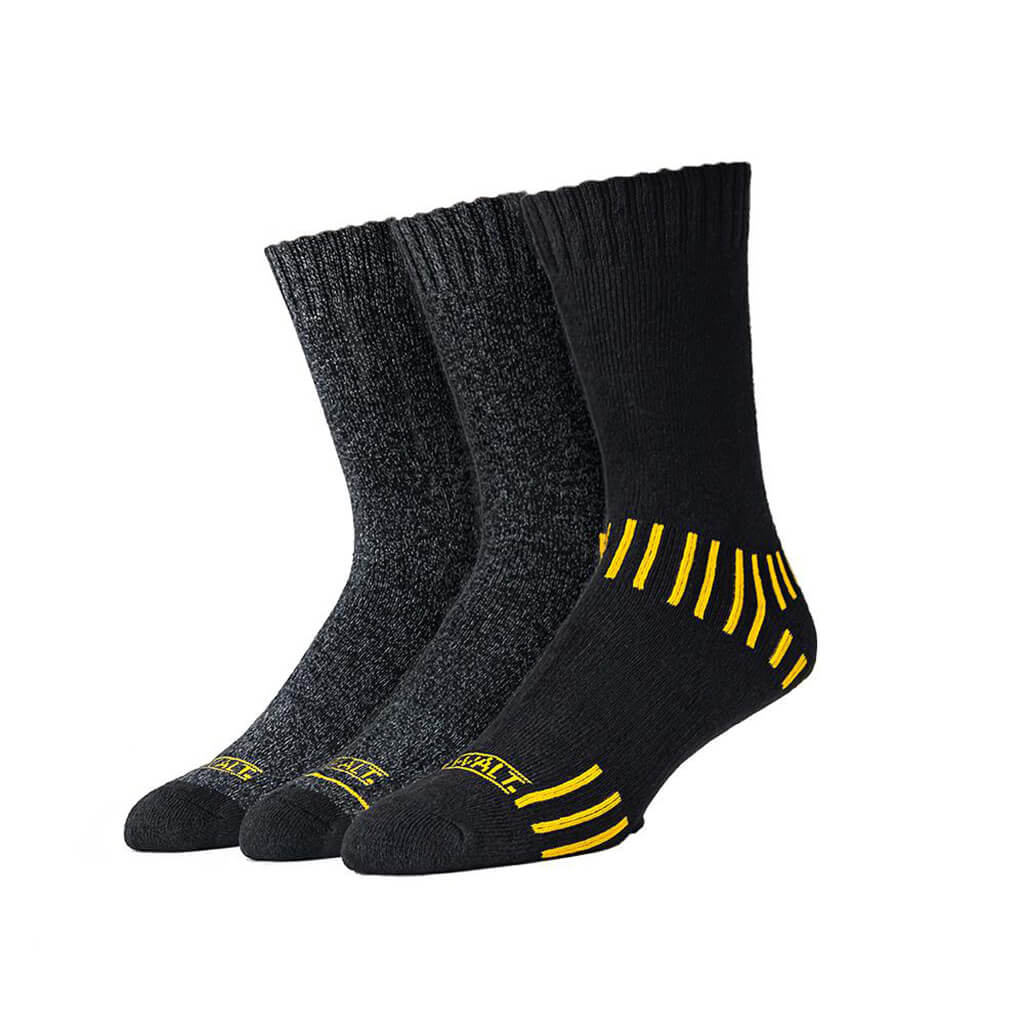 DEWALT DXSC150 Men's Black Everyday Cotton Blend Size#10-13 Work Crew Socks (3-Pack)