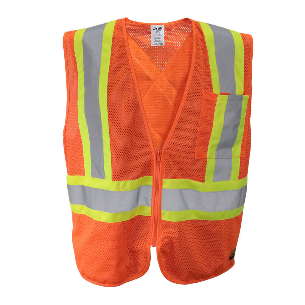 DuraDrive Men's Orange Hi-Vis Class 2 Level 2 Knitted Mesh Zipper Safety Vest