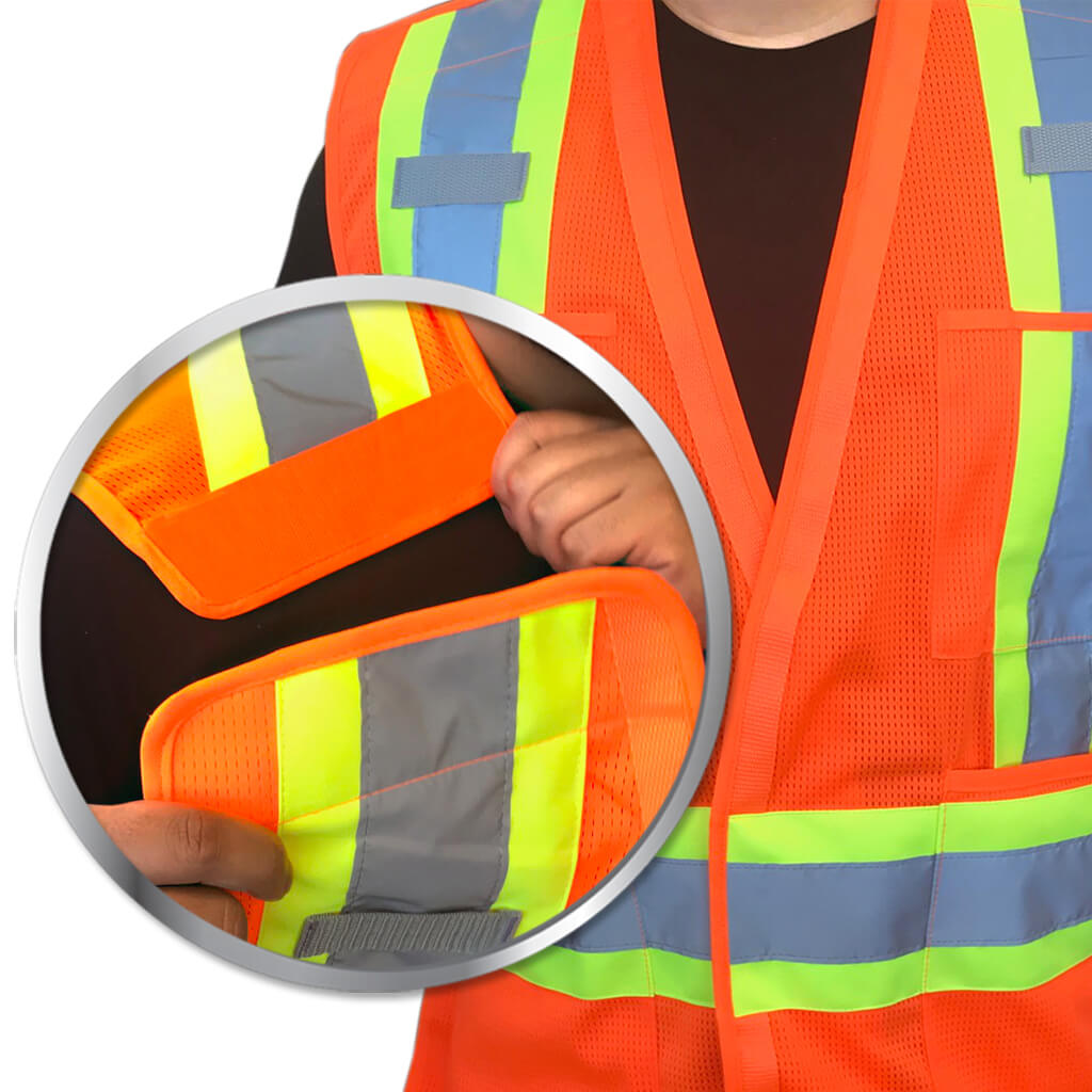 DuraDrive Men's Orange Hi-Vis Class 2 Level 2 Corn Mesh Tear-Away Safety Vest with Pockets