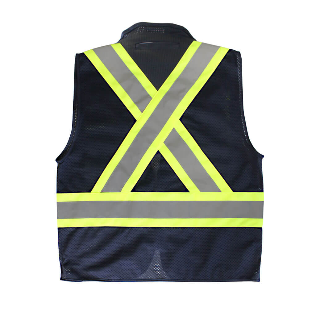 DuraDrive Men's Navy Hi-Vis Class 1 Level 2 Corn Mesh Tear-Away Safety Vest with Pockets